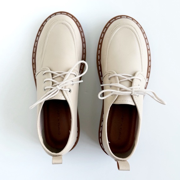 Quinta Valentina Shoes - Quinta Valentina Leather Lace Up Boots in Cream